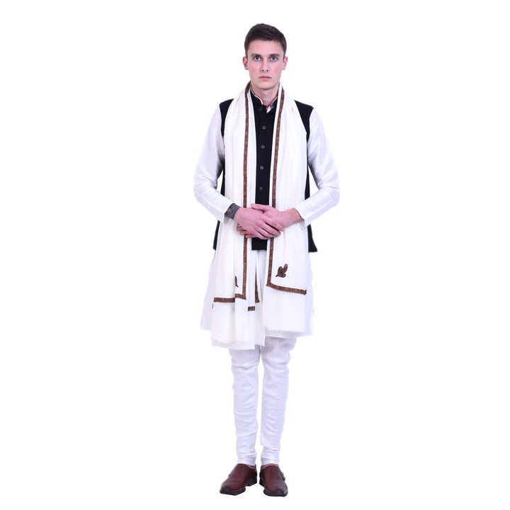 Men's Kashmiri Hand Embroidered Wool Shawl