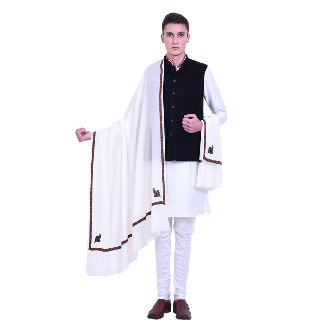 Men's Kashmiri Hand Embroidered Wool Shawl