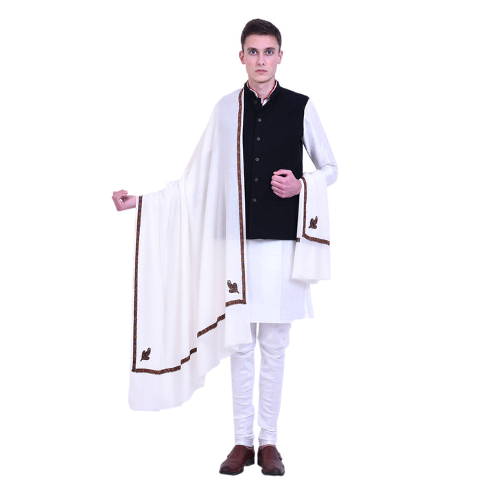 Men's Kashmiri Hand Embroidered Wool Shawl