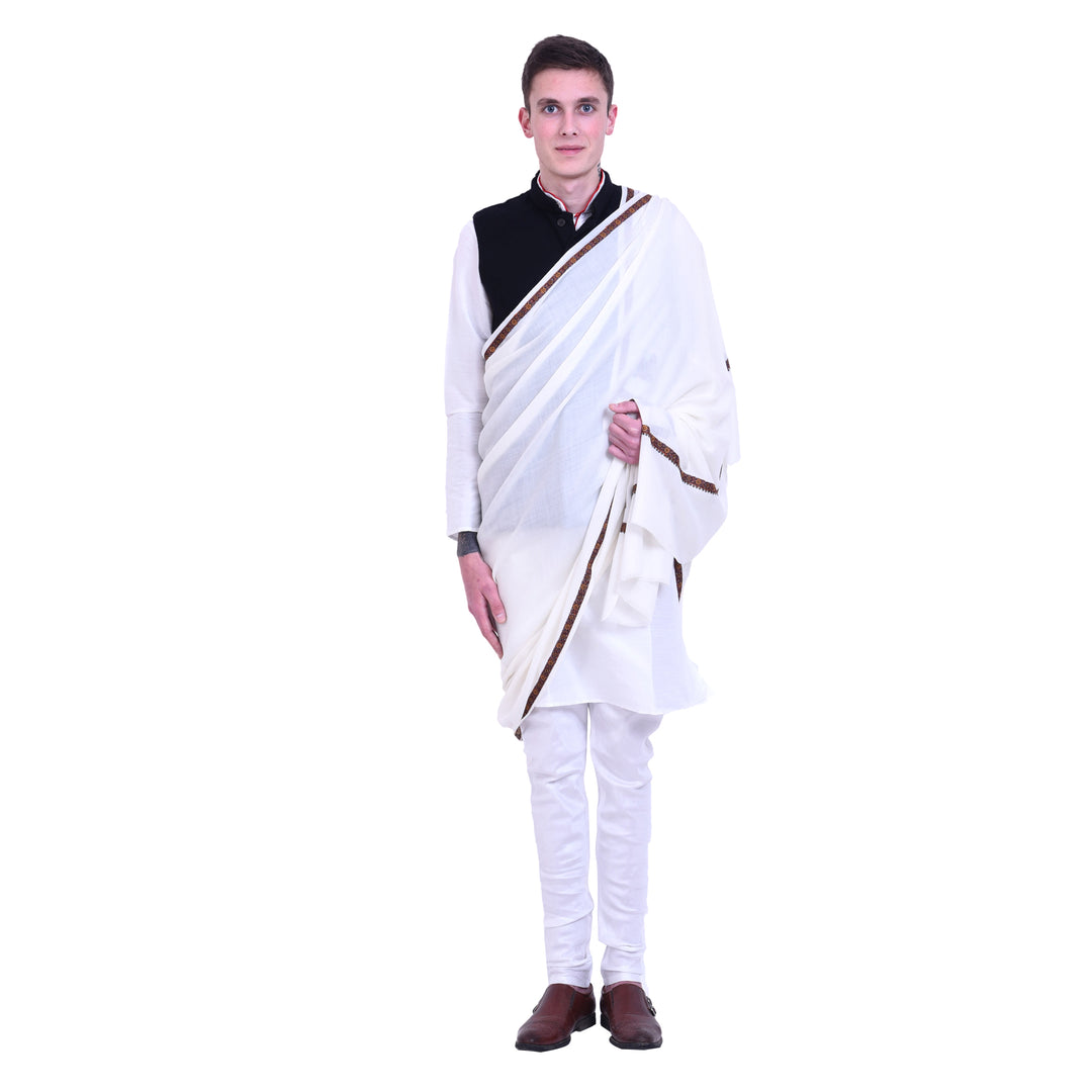Men's Kashmiri Hand Embroidered Wool Shawl