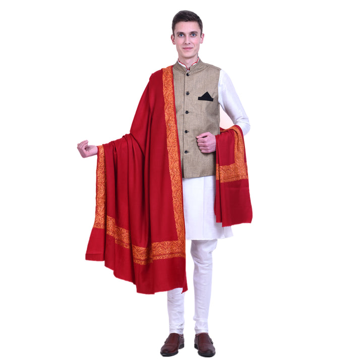 Men's Hand Embroidered Pure Wool Shawl