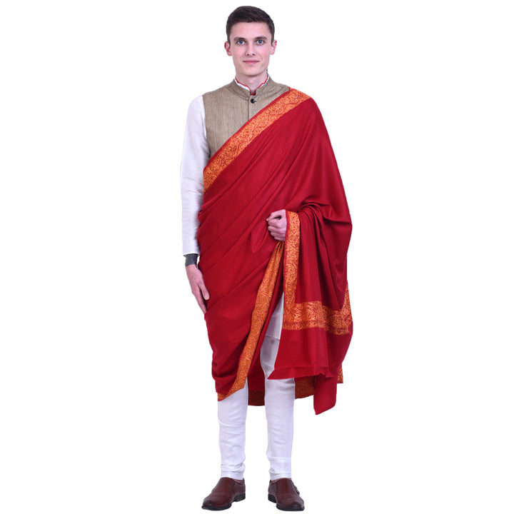 Men's Hand Embroidered Pure Wool Shawl