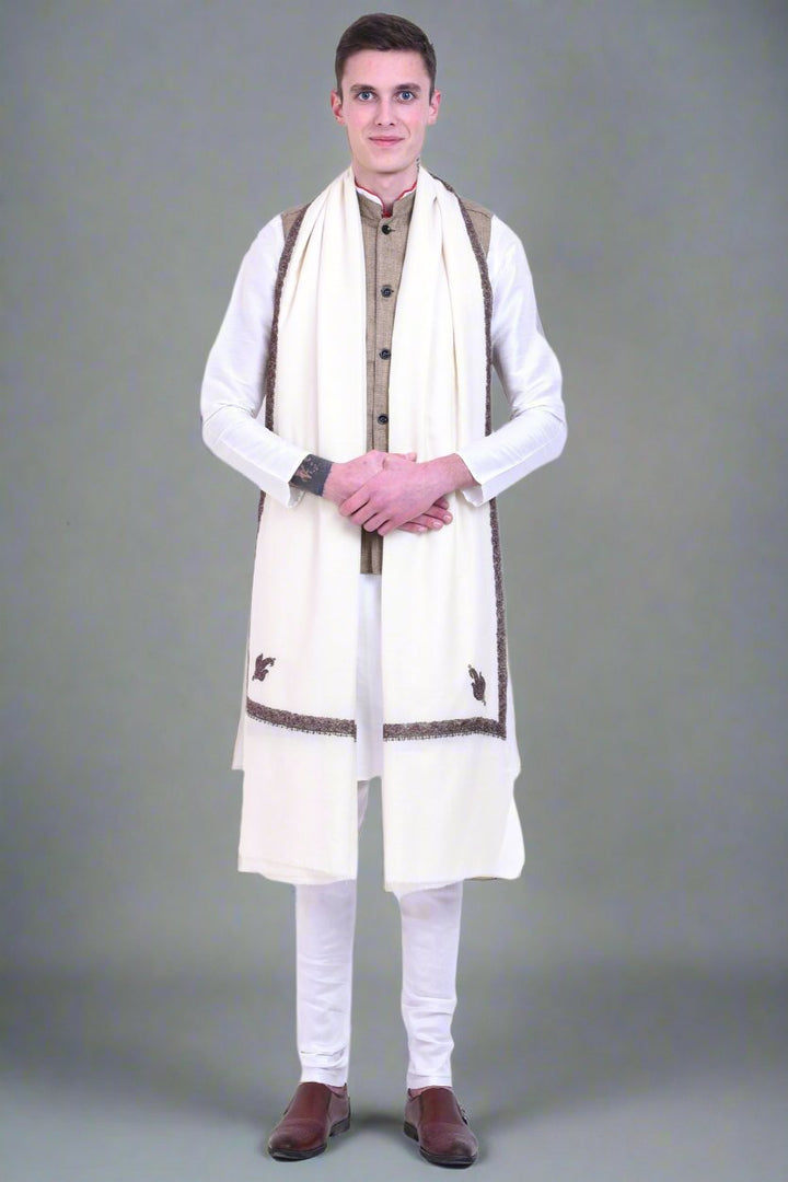 Men's Kashmiri Hand Embroidered Wool Shawl