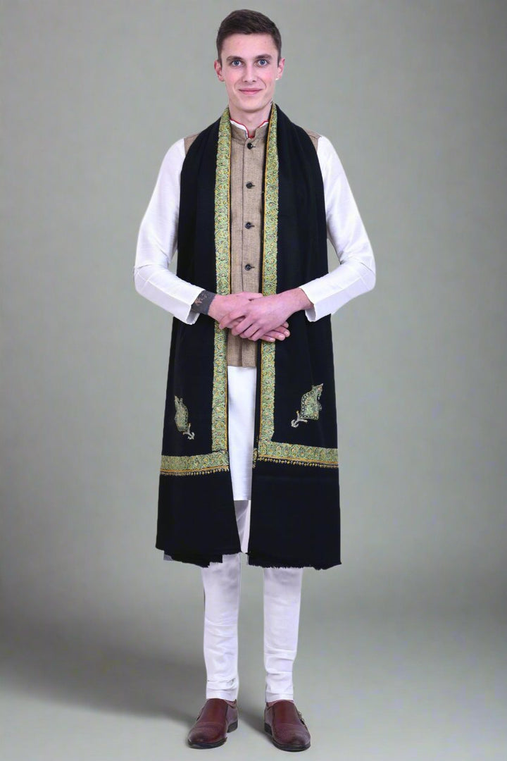 Men's Hand Embroidered Pure Wool Shawl