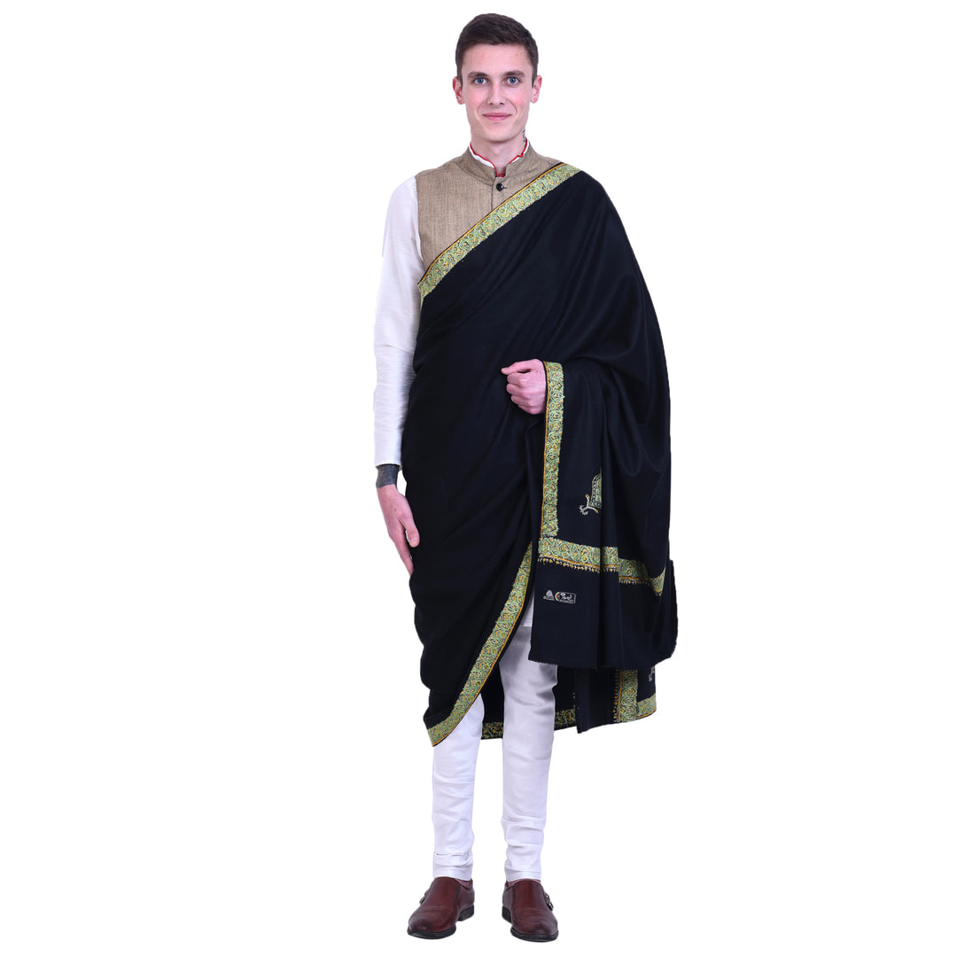 Men's Hand Embroidered Pure Wool Shawl