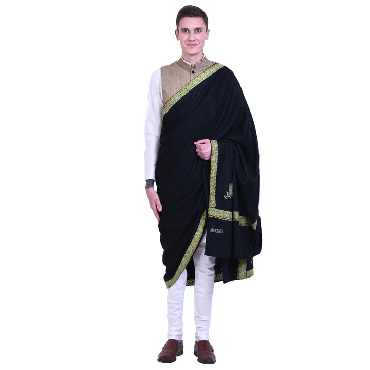 Men's Hand Embroidered Pure Wool Shawl