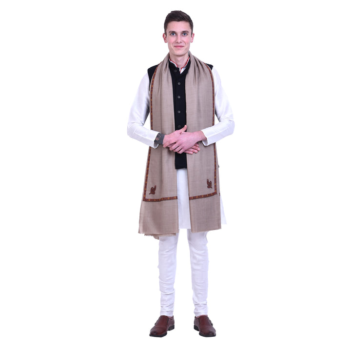 Men's Kashmiri Hand Embroidered Wool Shawl