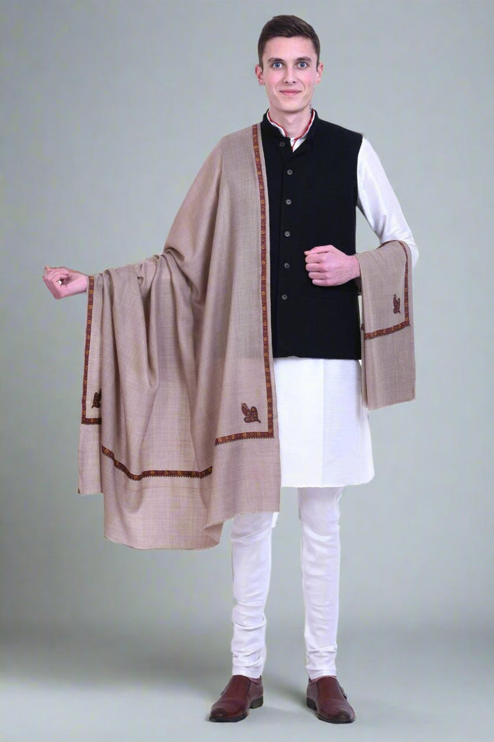 Men's Kashmiri Hand Embroidered Wool Shawl