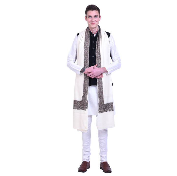 Men's Hand Embroidered Pure Wool Shawl
