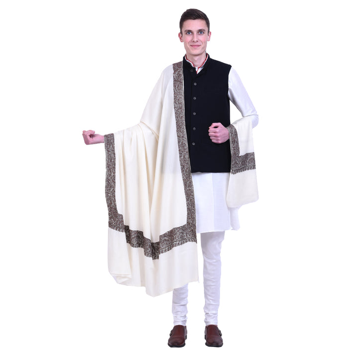 Men's Hand Embroidered Pure Wool Shawl
