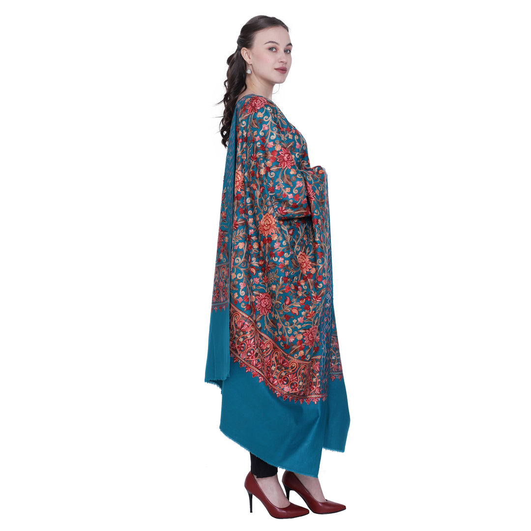 Women's Aari Embroidered Wool Shawl