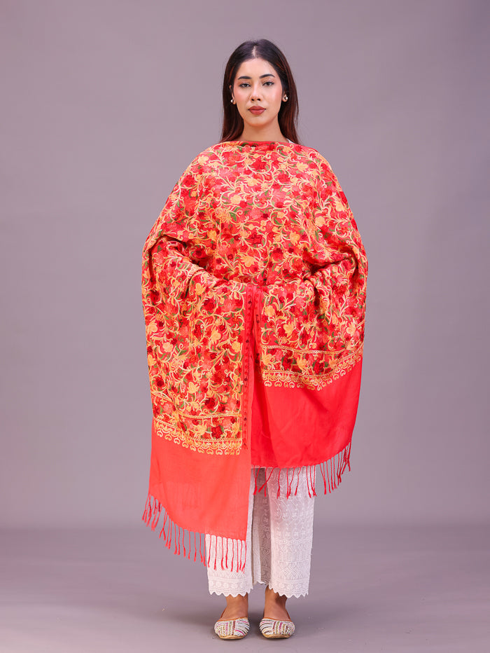 Women's Aari Embroidered Wool Stole