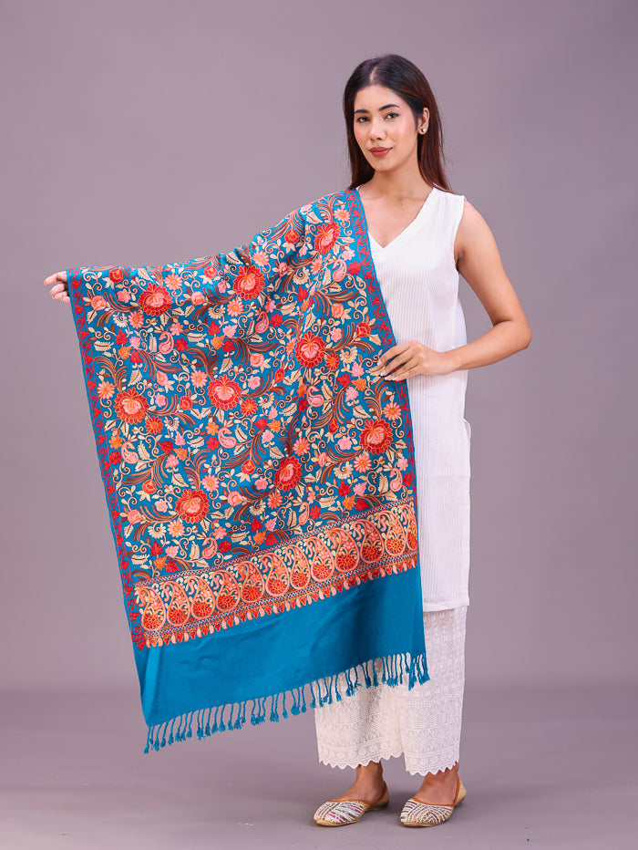 Women's Aari Embroidered Wool Stole