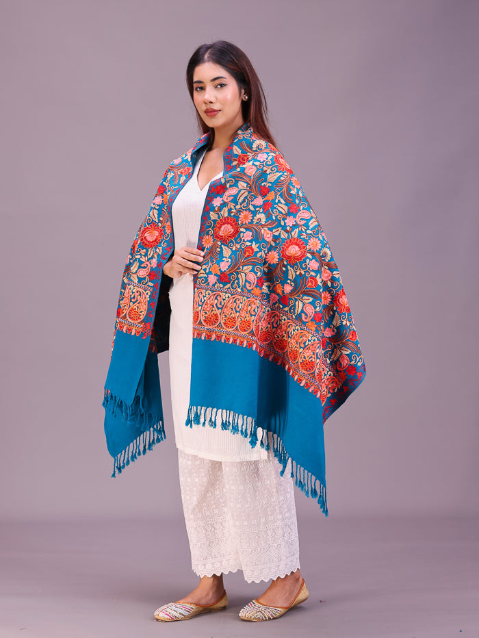 Women's Aari Embroidered Wool Stole
