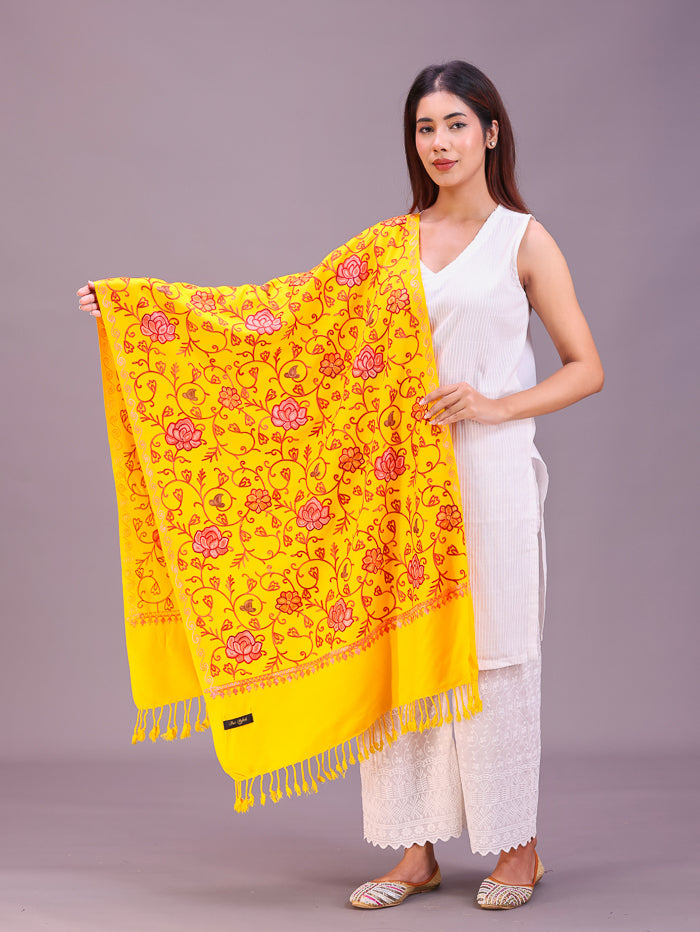 Women's Aari Embroidered Wool Stole