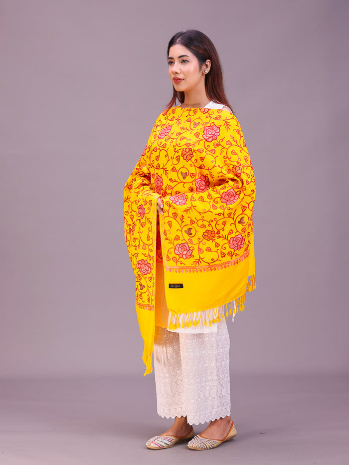 Women's Aari Embroidered Wool Stole