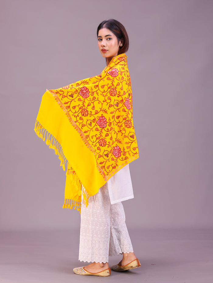 Women's Aari Embroidered Wool Stole
