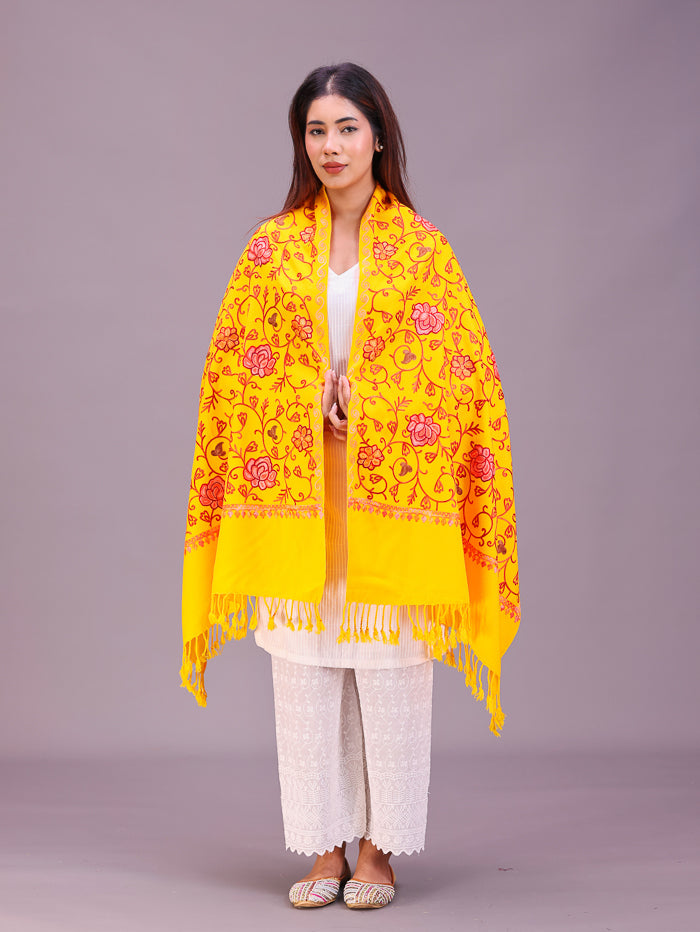 Women's Aari Embroidered Wool Stole