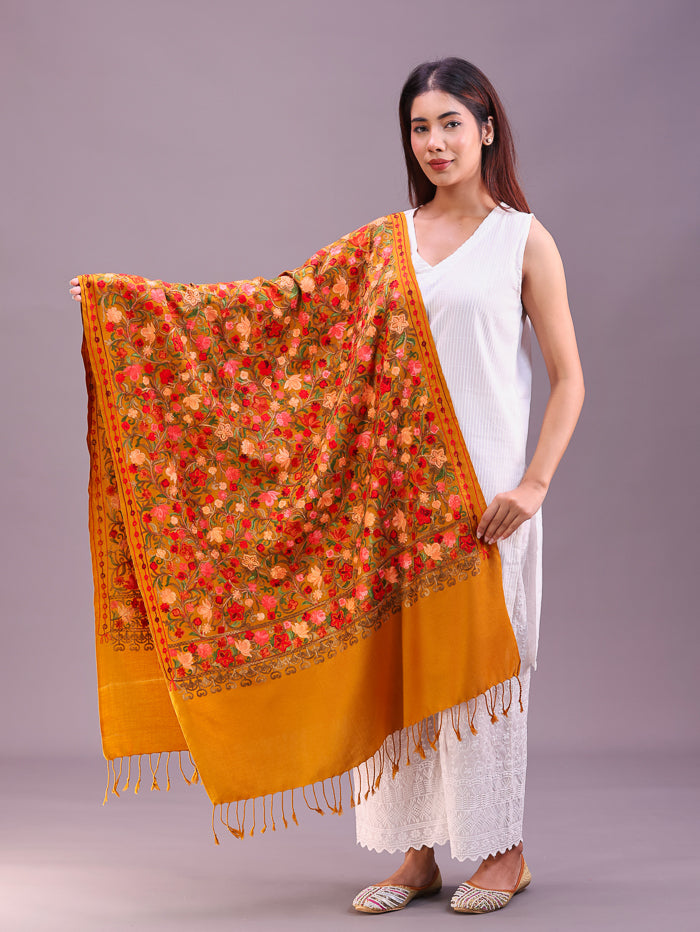 Women's Aari Embroidered Wool Stole