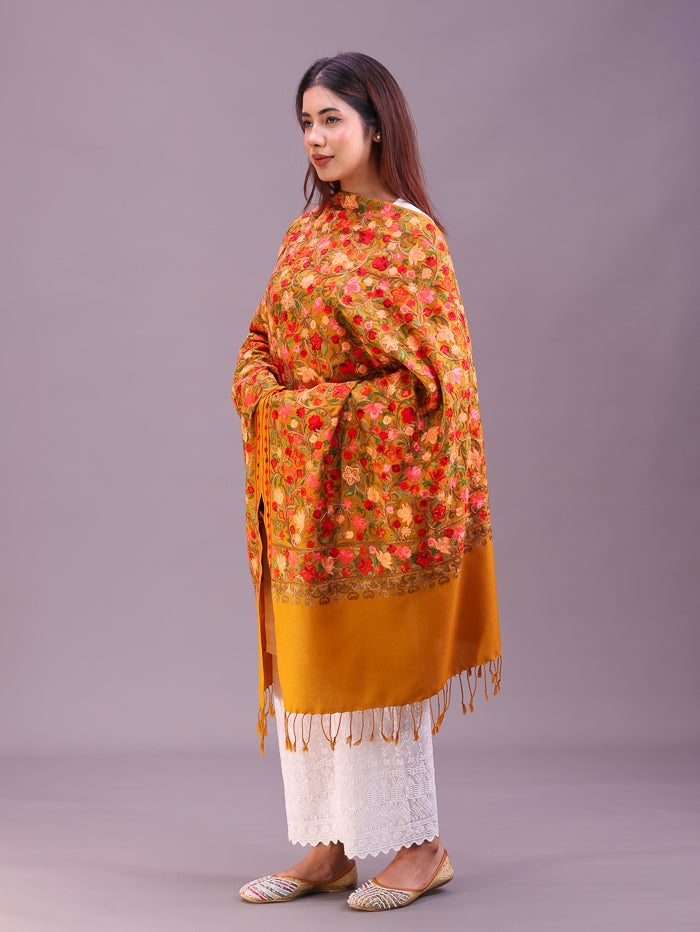 Women's Aari Embroidered Wool Stole
