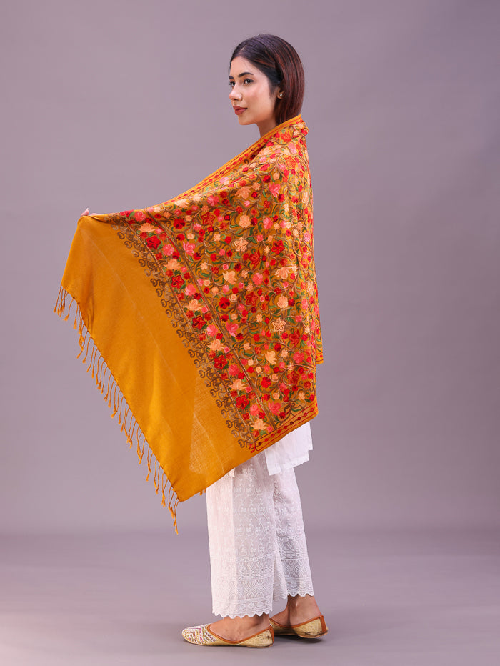 Women's Aari Embroidered Wool Stole