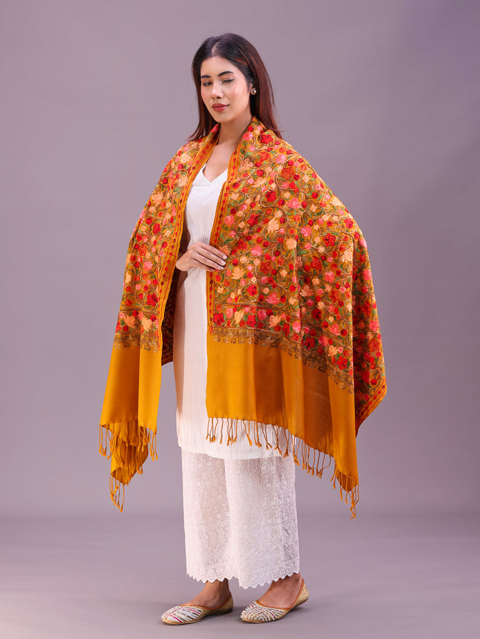 Women's Aari Embroidered Wool Stole