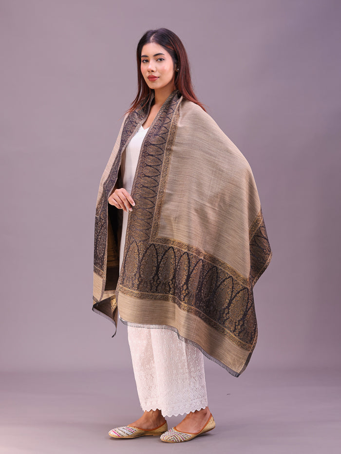 Women's Kani Wool Stole With Zari Work