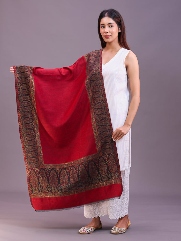 Women's Kani Wool Stole With Zari Work