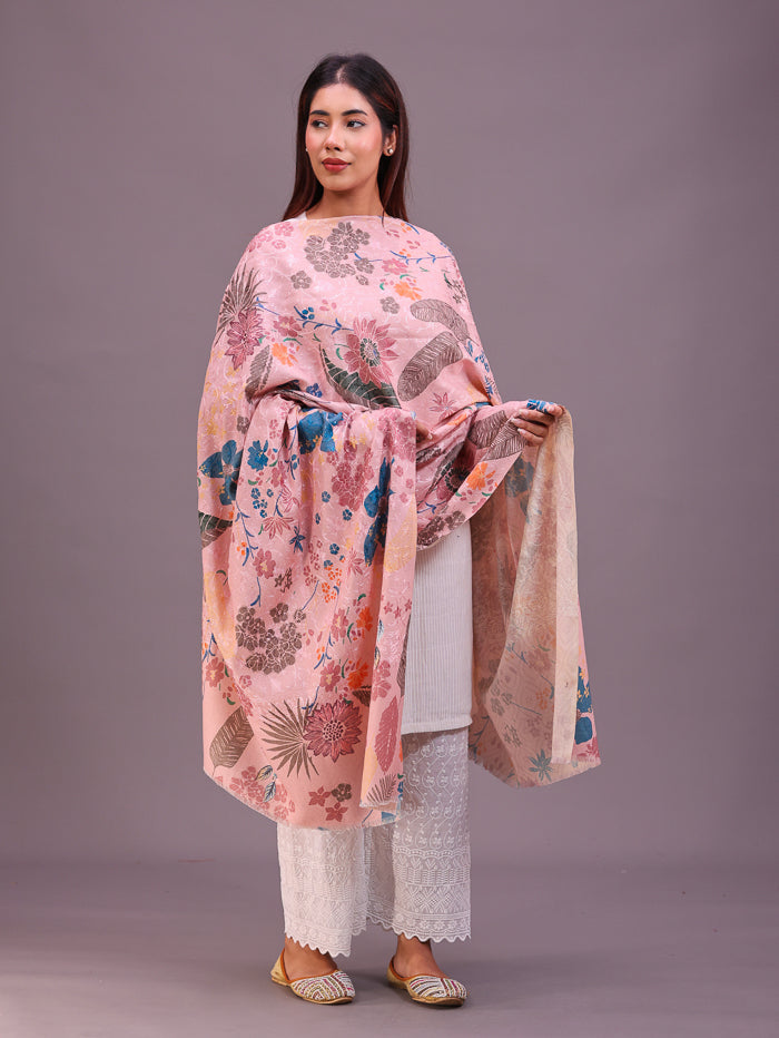 Women's Floral Printed Aari Embroidery Kalamkari Wool Shawl