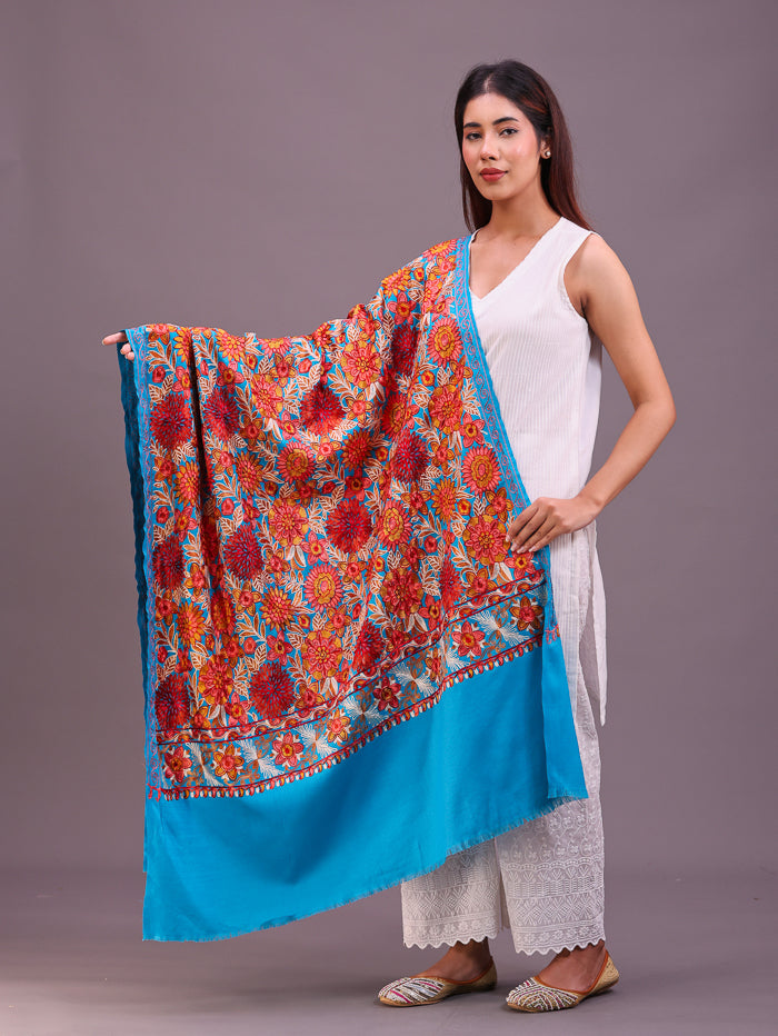Women's Aari Embroidery Wool Shawl