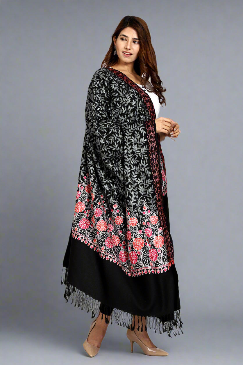 Women's Aari Embroidered Wool Shawl
