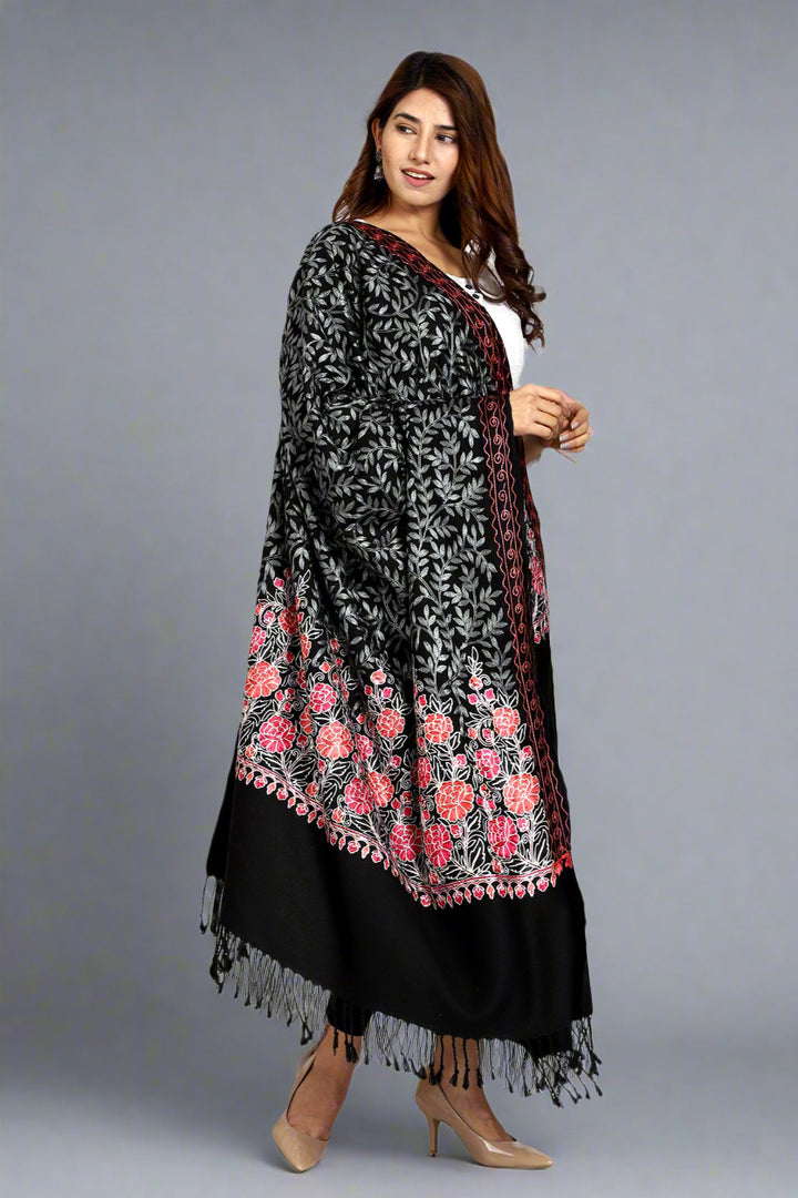 Women's Aari Embroidered Wool Shawl