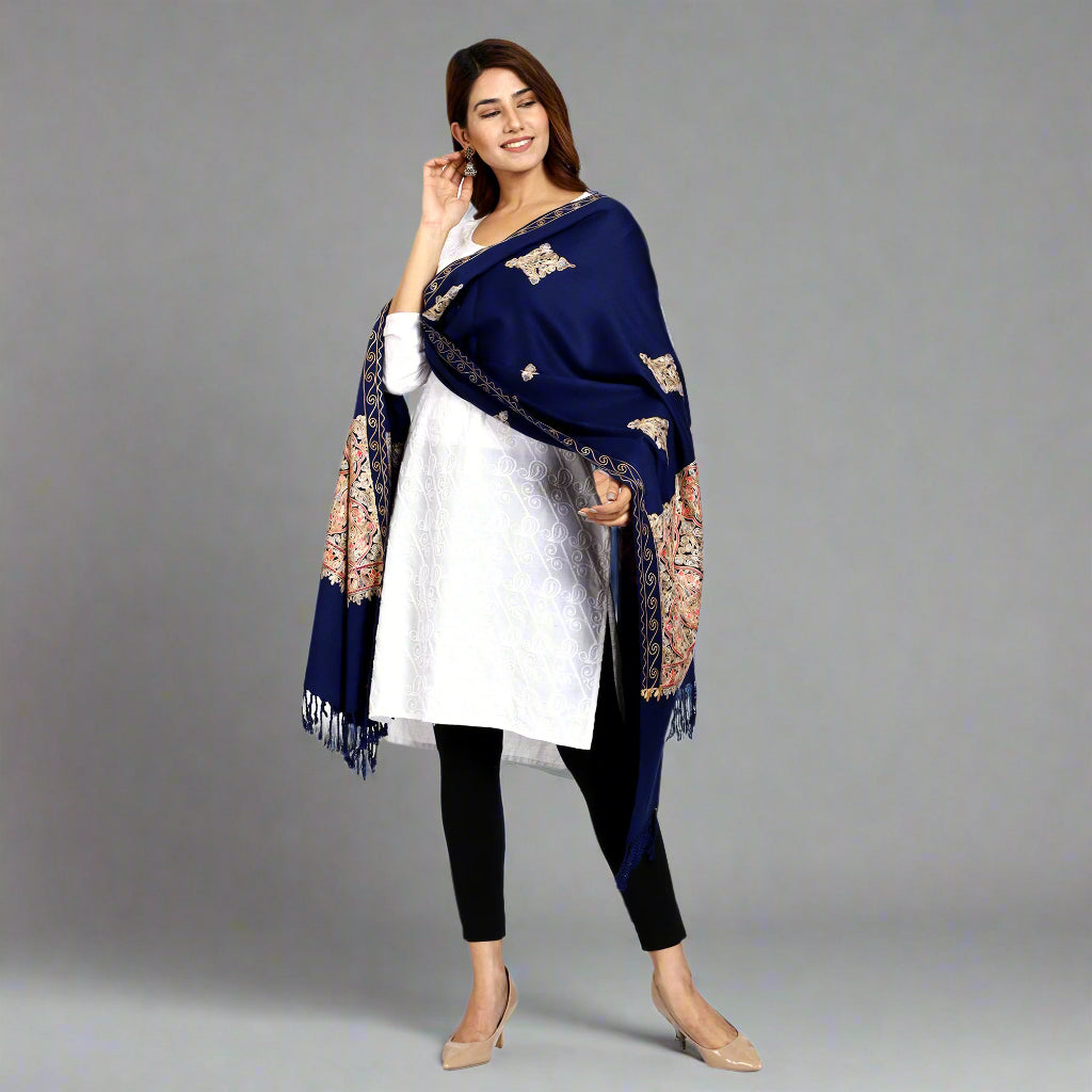 Women's Aari Embroidered Wool Stole