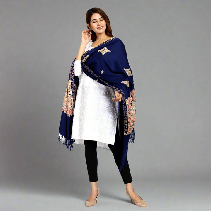Women's Aari Embroidered Wool Stole