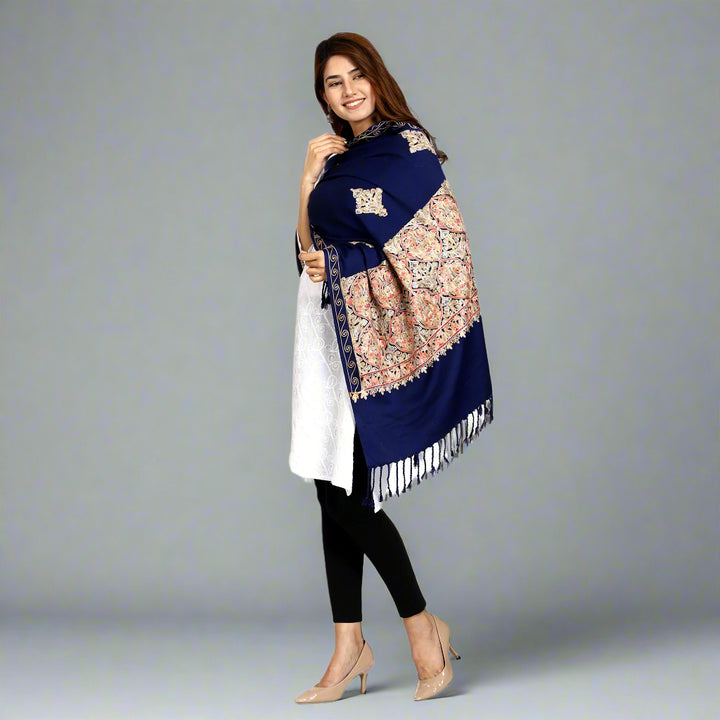Women's Aari Embroidered Wool Stole