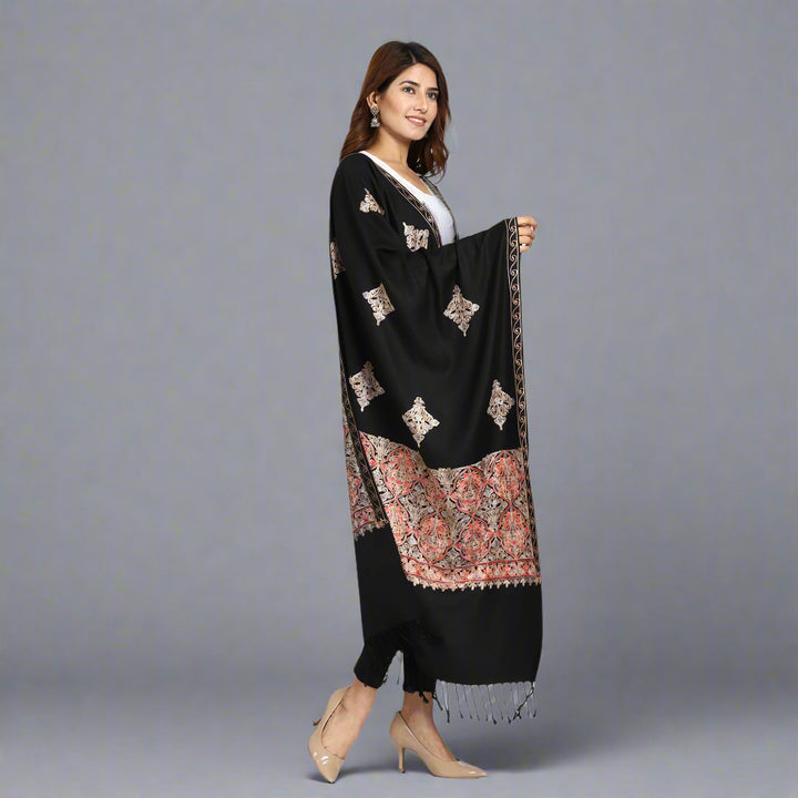 Women's Aari Embroidered Wool Stole