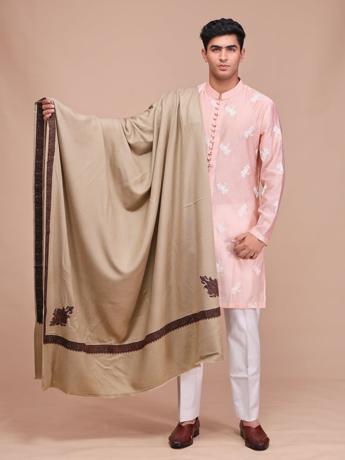 Men's Kashmiri Embroidered Wool Shawl
