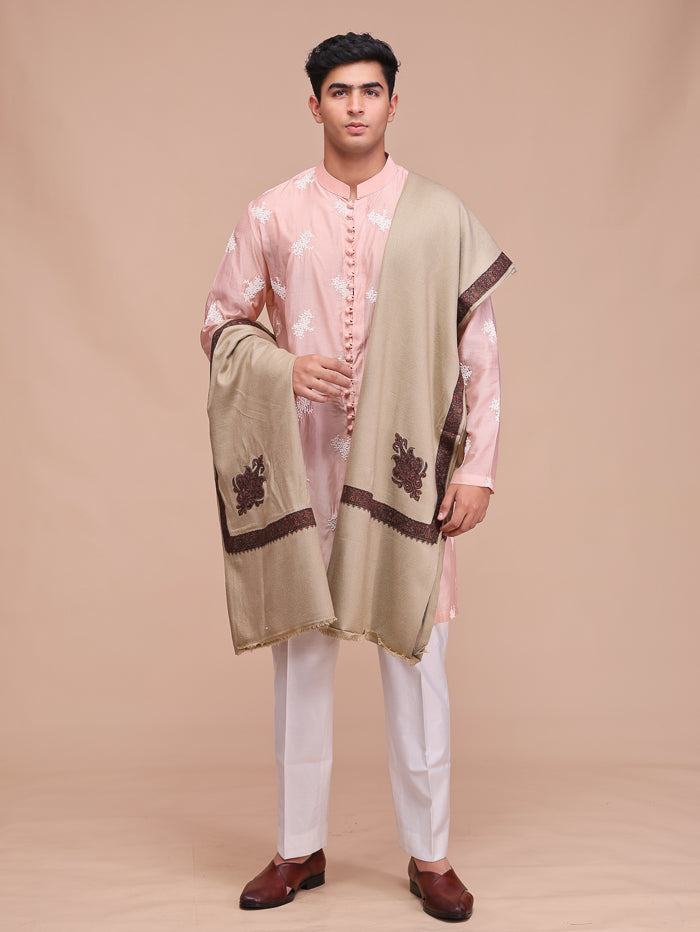 Men's Kashmiri Embroidered Wool Shawl