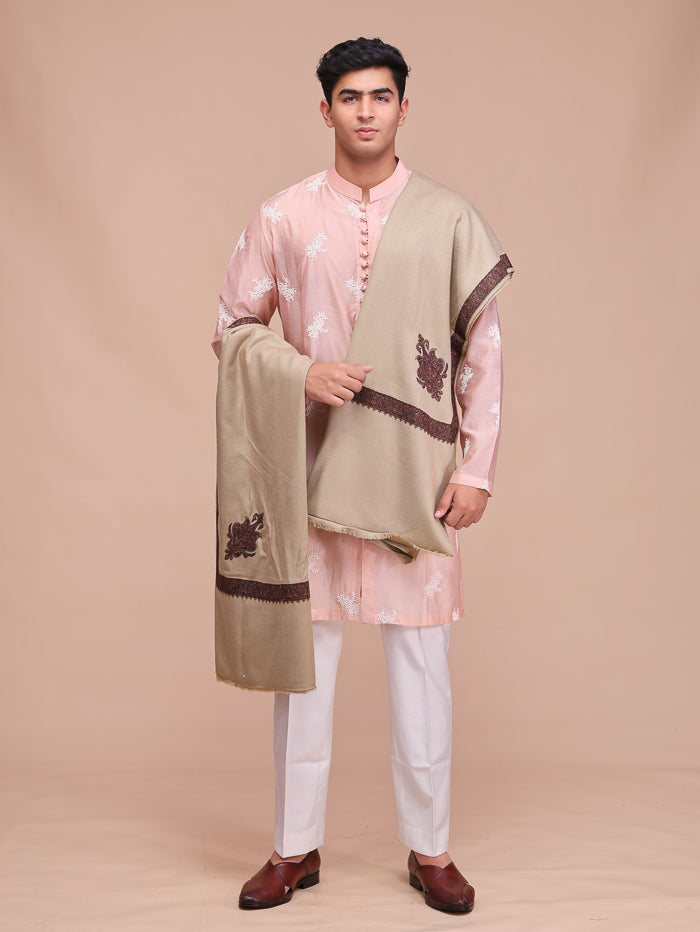Men's Kashmiri Embroidered Wool Shawl