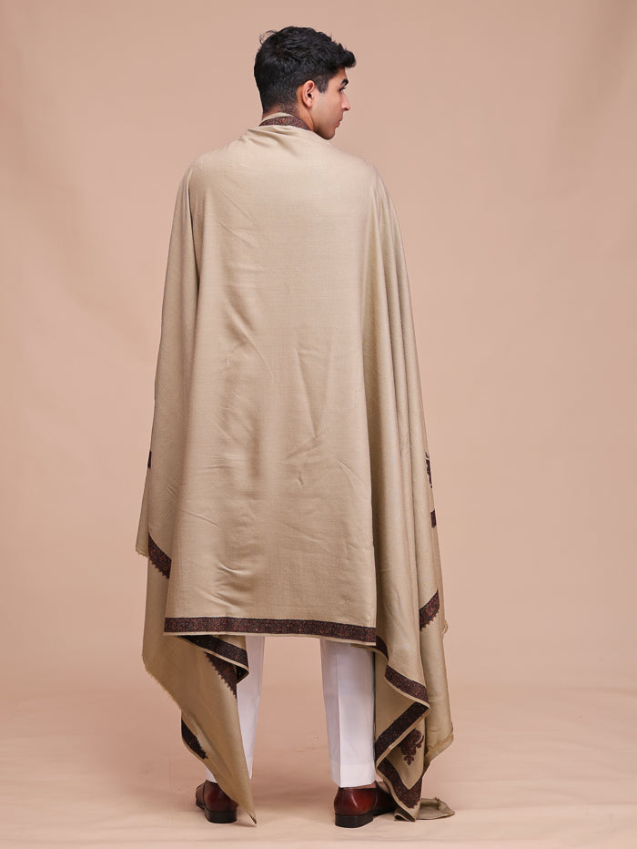 Men's Kashmiri Embroidered Wool Shawl