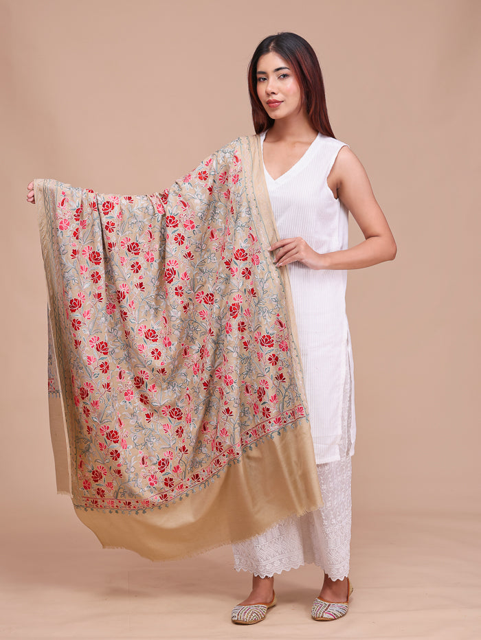 Women's Aari Embroidered Wool Shawl