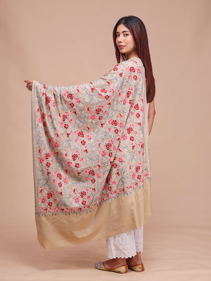 Women's Aari Embroidered Wool Shawl