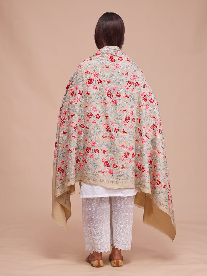 Women's Aari Embroidered Wool Shawl
