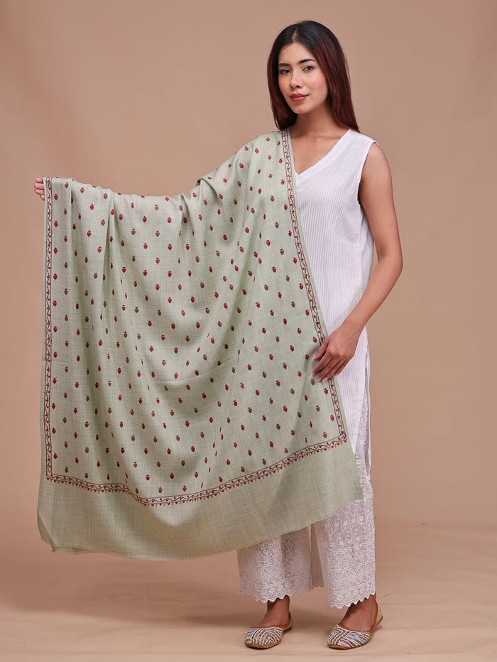 Women's Aari Embroidered Wool Shawl