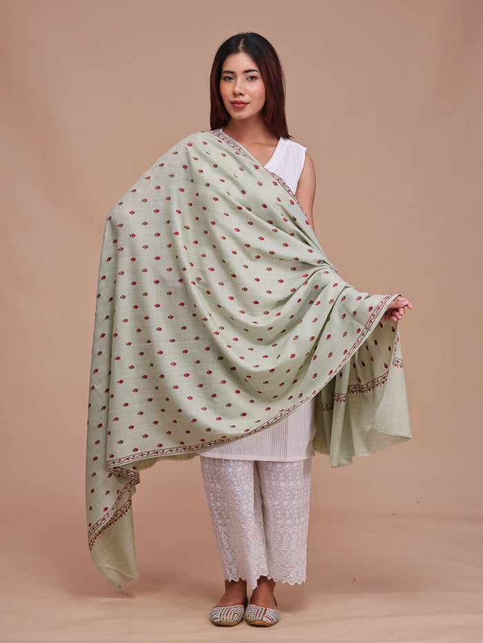 Women's Aari Embroidered Wool Shawl