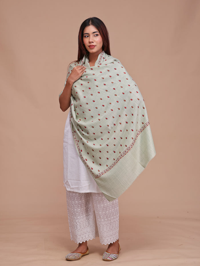 Women's Aari Embroidered Wool Shawl