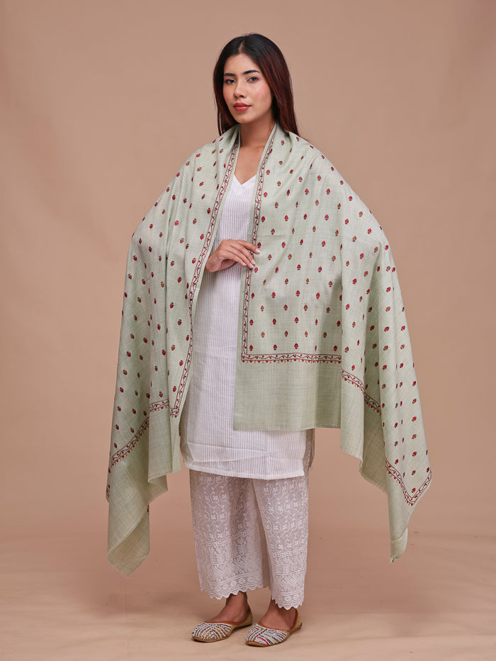 Women's Aari Embroidered Wool Shawl