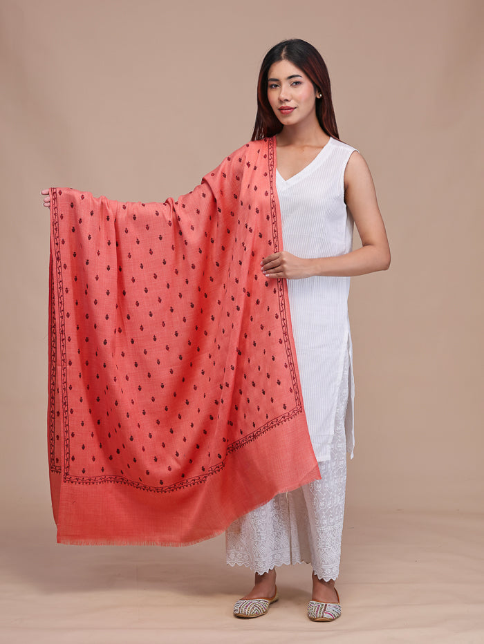 Women's Aari Embroidered Wool Shawl
