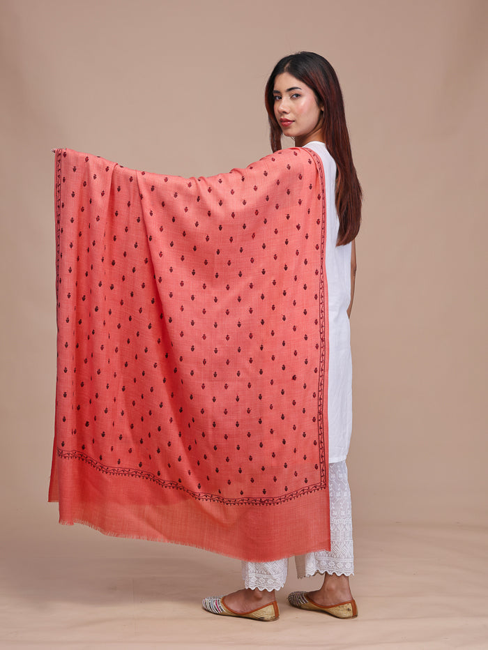 Women's Aari Embroidered Wool Shawl