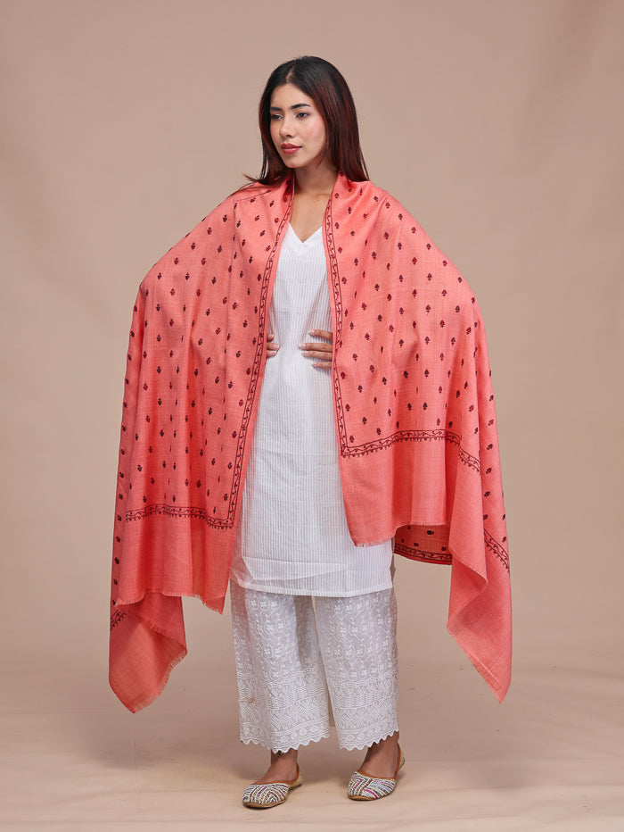 Women's Aari Embroidered Wool Shawl